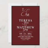 Invitation Mariage Élégant Bourguignon Classique & Écriture B (Devant)