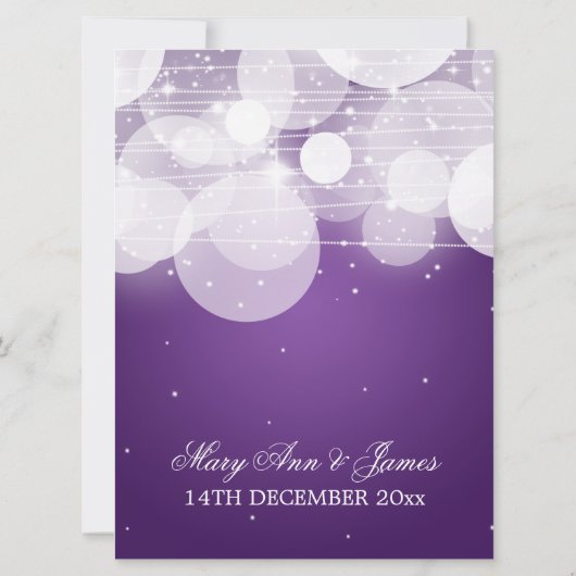 Invitation Mariage élégant, brillant et étincelant, violet (Dos)