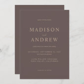 Invitation Mariage élégant Brown moderne (Devant / Derrière)