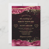 Invitation Mariage élégant Burgundy et Gold Glam Tears Edges (Devant)