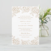 Invitation Mariage Élégant Cadre Hydrangea Or Floral (Debout devant)