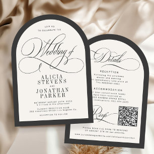 Invitation Mariage élégant calligraphie arc de luxe