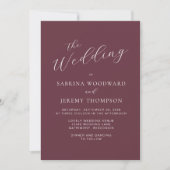 Invitation Mariage élégant calligraphie bourgogne QR Code (Devant)