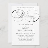 Invitation Mariage Élégant Calligraphie Classique Noir & Blan (Devant)