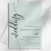 Invitation Mariage Élégant Calligraphie Script Pastel Mint