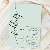 Invitation Mariage Élégant Calligraphie Script Pastel Mint
