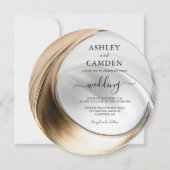 Invitation Mariage élégant cercle or et argent (Devant)