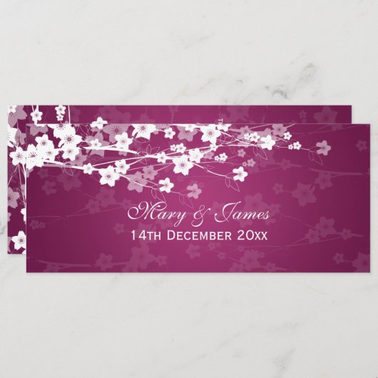 Invitation Mariage Élégant Cerisier Fleur Prunier (Devant / Derrière)