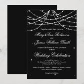 Invitation Mariage Élégant Chaîne Brillante Noire (Devant / Derrière)