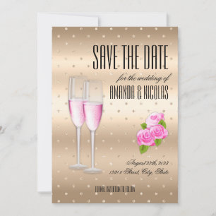 Invitation Mariage élégant champagne rose or Save The Date