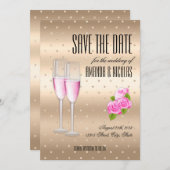 Invitation Mariage élégant champagne rose or Save The Date (Devant / Derrière)