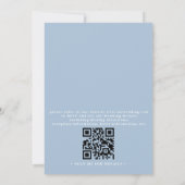 Invitation Mariage élégant chic à code QR floral blanc et ble (Dos)
