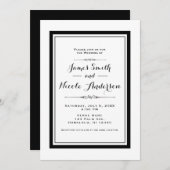 Invitation Mariage Élégant Chic Couture Blanc & Noir (Devant / Derrière)