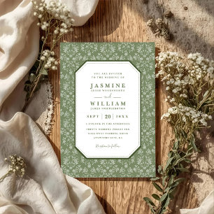 Invitation Mariage élégant chic floral de jardin vintage avec