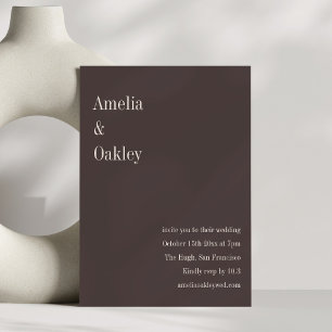 Invitation Mariage Élégant Chic Moderne Minimaliste Brun