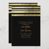 Invitation Mariage élégant chic moderne or et noir (Devant / Derrière)