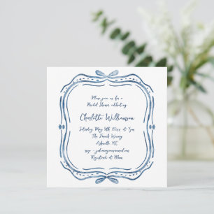 Invitation Mariage élégant chic moderne ruban bleu français