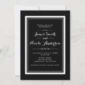 Invitation Mariage élégant chic noir et blanc couture (Devant)