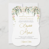Invitation Mariage Elégant Chuppah Floral vert Juif (Devant)