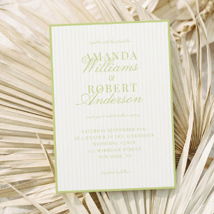 Invitation Mariage élégant Citron Vert Rayé Vieille Fortune