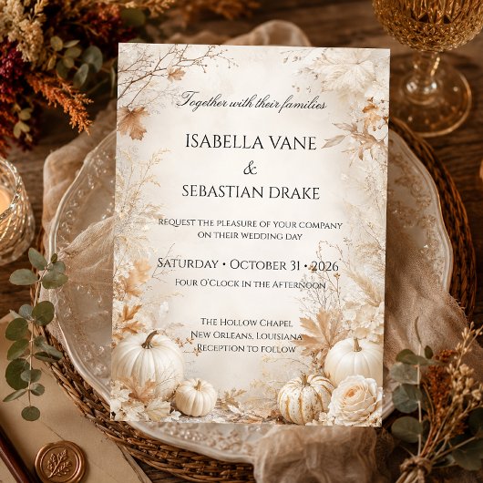 Invitation Mariage Élégant Citrouille d'Automne