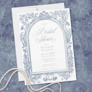 Invitation Mariage Élégant Classique avec Arc Floral Bleu