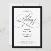 Invitation Mariage élégant classique avec QR code en calligra (Devant)