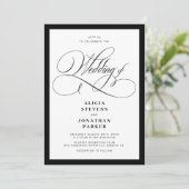 Invitation Mariage élégant classique avec QR code en calligra (Debout devant)