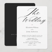 Invitation Mariage élégant classique avec QR code noir et bla (Devant / Derrière)