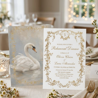 Invitation Mariage élégant classique blanc et or royal