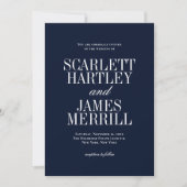 Invitation Mariage élégant classique bleu marine (Devant)