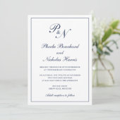 Invitation Mariage Élégant Classique Bleu Marine (Debout devant)