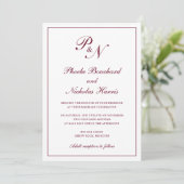 Invitation Mariage Élégant Classique Bourgogne (Debout devant)