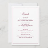 Invitation Mariage Élégant Classique Bourgogne (Dos)
