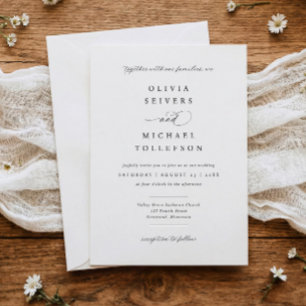 Invitation Mariage Élégant Classique Calligraphié Noir & Blan