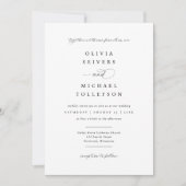 Invitation Mariage Élégant Classique Calligraphié Noir & Blan (Devant)