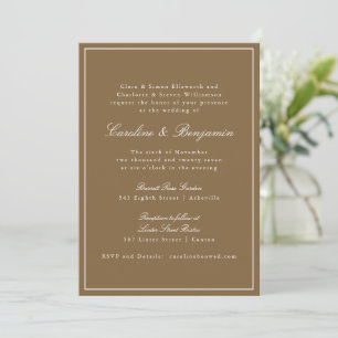 Invitation Mariage Élégant Classique Chaud Brun Script