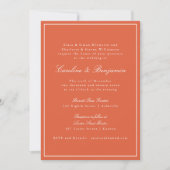 Invitation Mariage Élégant Classique Chaud Orange Script Form (Devant)