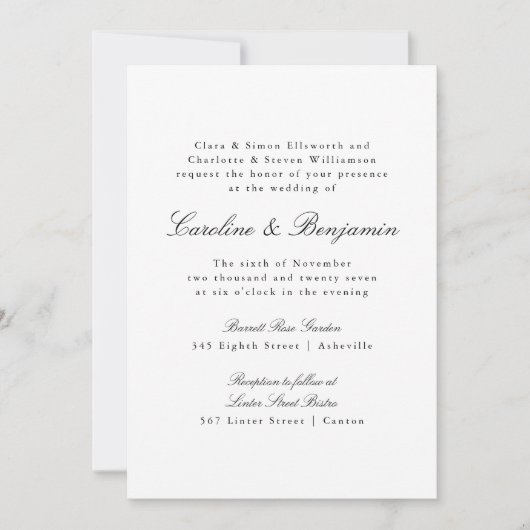 Invitation Mariage élégant classique classique classique clas (Devant)
