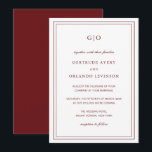 Invitation Mariage élégant classique en Bourgogne<br><div class="desc">Vin de style classique / faire-part de mariage bordeaux avec un design simple et minimal avec votre monogramme en haut et vos détails de l'événement entouré d'une double bordure. Les fontes alternent entre un script élégant, une fonte serif traditionnelle et minimaliste sans serif. Cette invitation est idéale pour un mariage...</div>