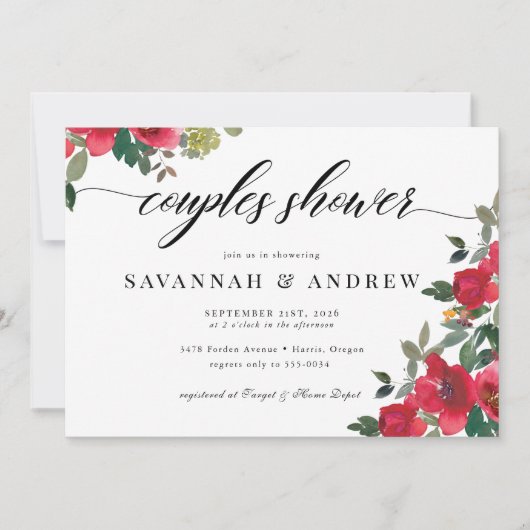 Invitation Mariage Élégant Classique Floral Script pour les C (Devant)
