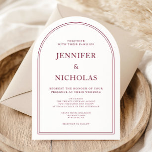 Invitation Mariage Élégant Classique Formel Bordeaux