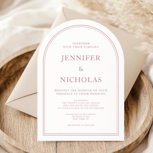 Invitation Mariage Élégant Classique Formel Rose