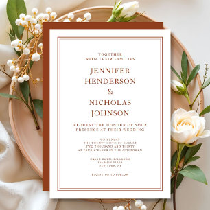 Invitation Mariage Élégant Classique Formel Terracotta