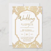Invitation Mariage élégant classique Gold White Ornate (Devant)