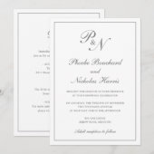 Invitation Mariage Élégant Classique Gris (Devant / Derrière)