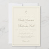 Invitation Mariage Élégant Classique Ivoire (Devant)