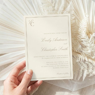 Invitation Mariage Élégant Classique Ivoire