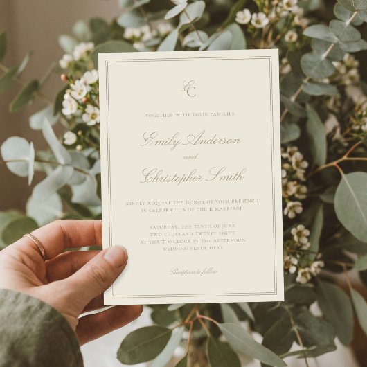Invitation Mariage Élégant Classique Ivoire