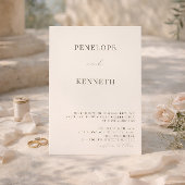 Invitation Mariage Élégant Classique Ivoire Noir Script